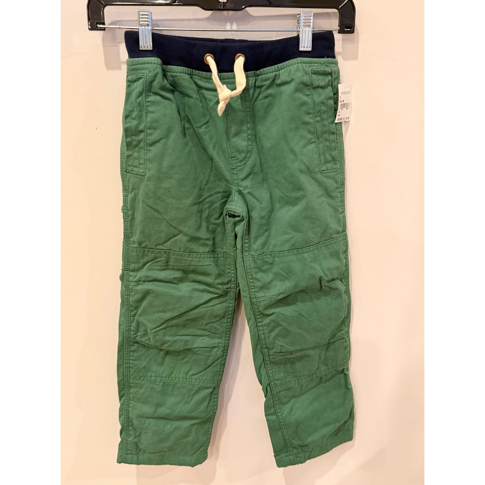 Mini Boden Boys Green Lined Cargo Pants Size 7 Fairway 22324 Reinforced Knee